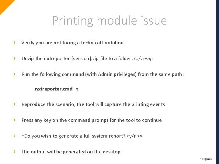 Printing module issue › Verify you are not facing a technical limitation › Unzip