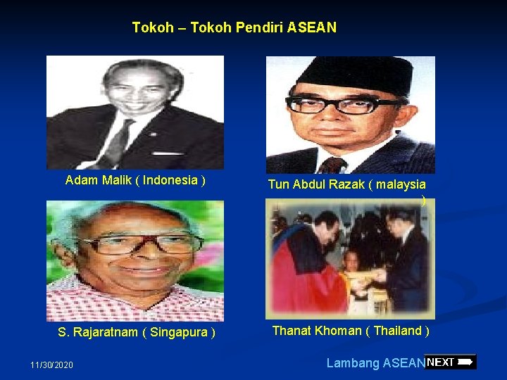 Tokoh – Tokoh Pendiri ASEAN Adam Malik ( Indonesia ) Tun Abdul Razak ( Tokoh – Tokoh Pendiri ASEAN Adam Malik ( Indonesia ) Tun Abdul Razak (