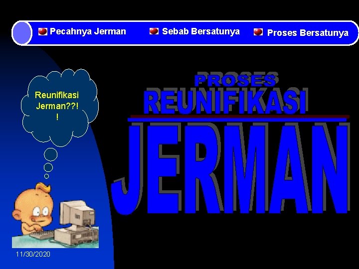 Pecahnya Jerman Reunifikasi Jerman? ? ! ! 11/30/2020 Sebab Bersatunya Proses Bersatunya Pecahnya Jerman Reunifikasi Jerman? ? ! ! 11/30/2020 Sebab Bersatunya Proses Bersatunya