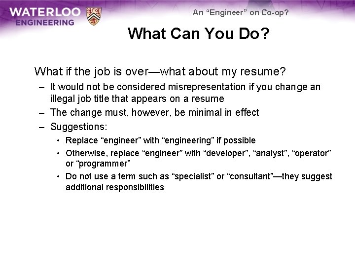 An “Engineer” on Co-op? What Can You Do? What if the job is over—what