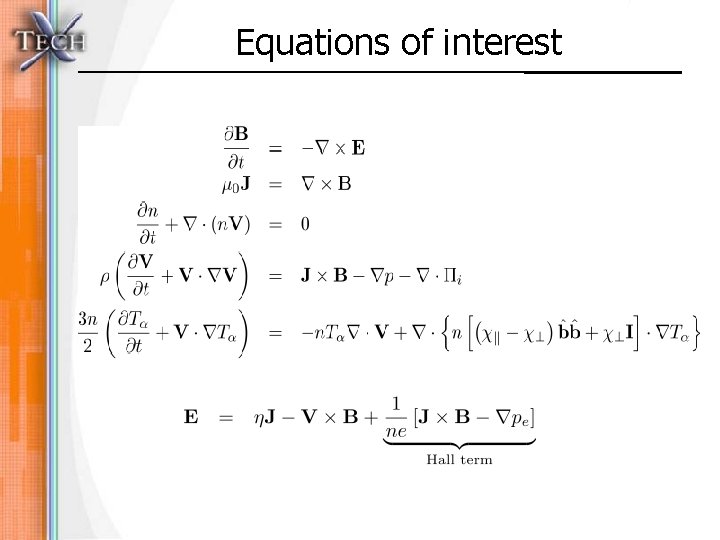 Equations of interest 