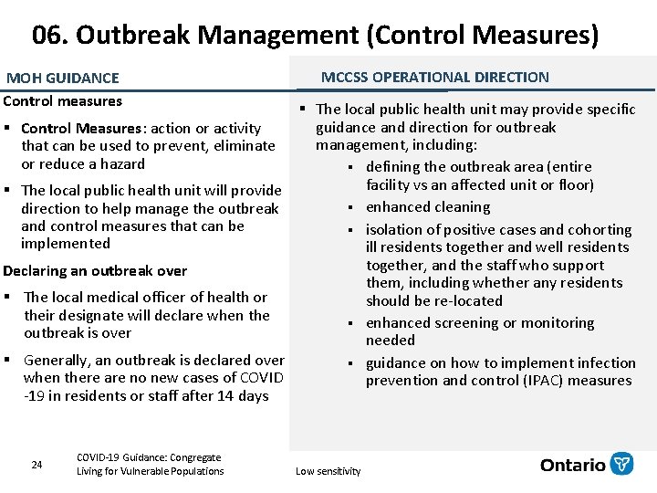 06. Outbreak Management (Control Measures) MOH GUIDANCE Control measures § Control Measures: action or