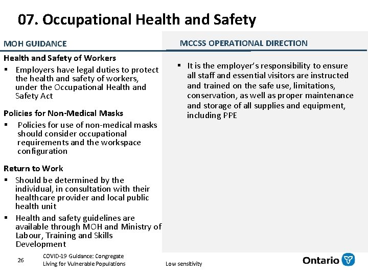 07. Occupational Health and Safety MOH GUIDANCE Health and Safety of Workers § Employers