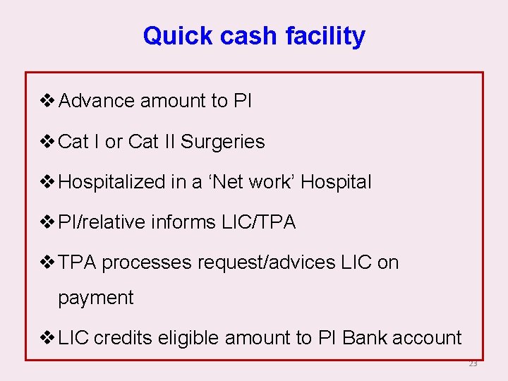 Quick cash facility v Advance amount to PI v Cat I or Cat II