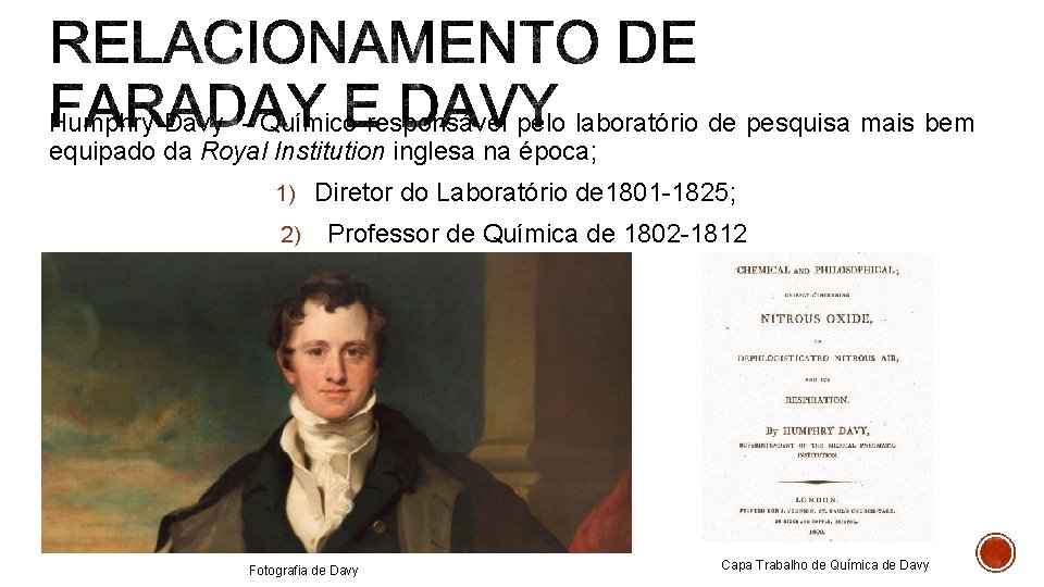 Humphry Davy - Químico responsável pelo laboratório de pesquisa mais bem equipado da Royal