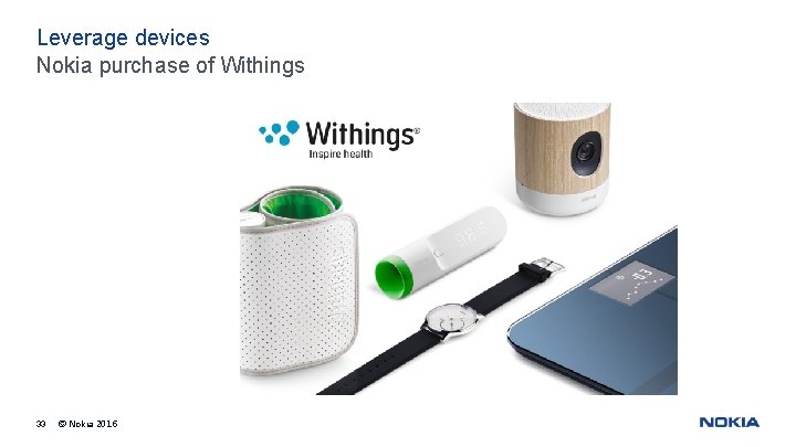 Leverage devices Nokia purchase of Withings 33 © Nokia 2016 