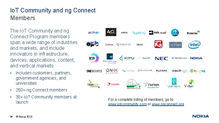 Io. T Community and ng Connect Members The Io. T Community and ng Connect