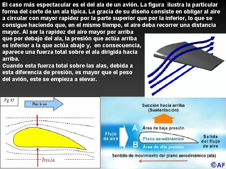 El caso más espectacular es el del ala de un avión. La figura ilustra