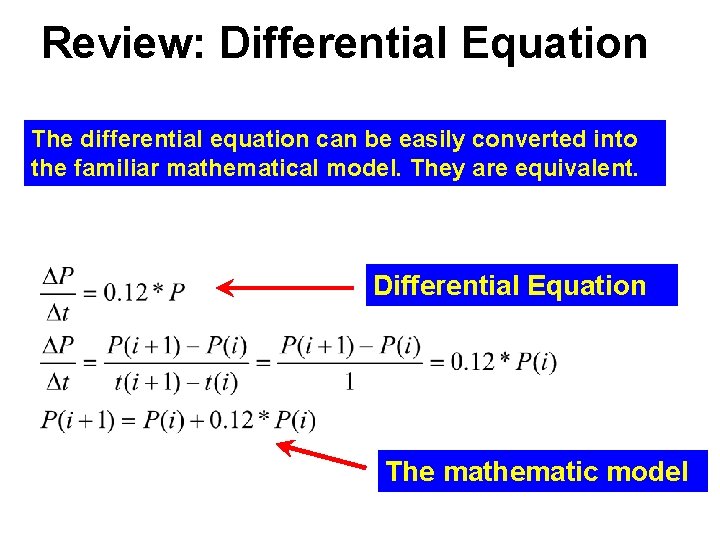 Review: Differential Equation The differential equation can be easily converted into the familiar mathematical
