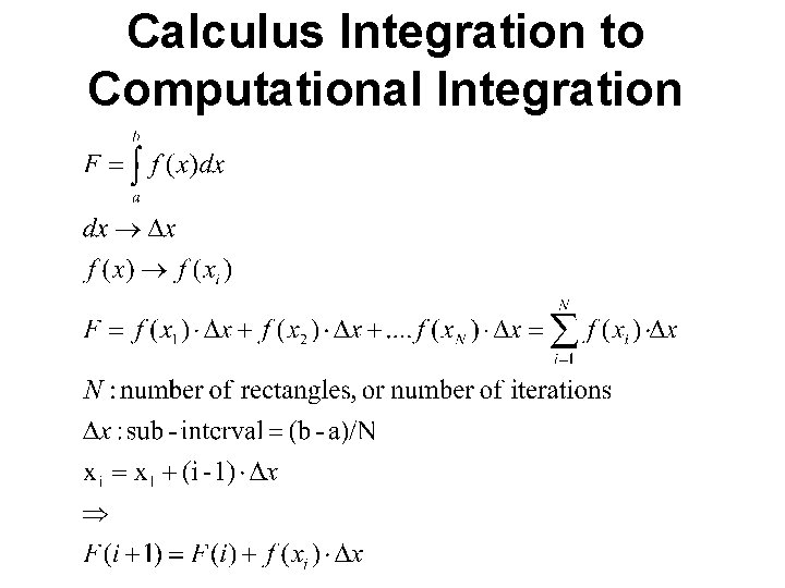 Calculus Integration to Computational Integration 