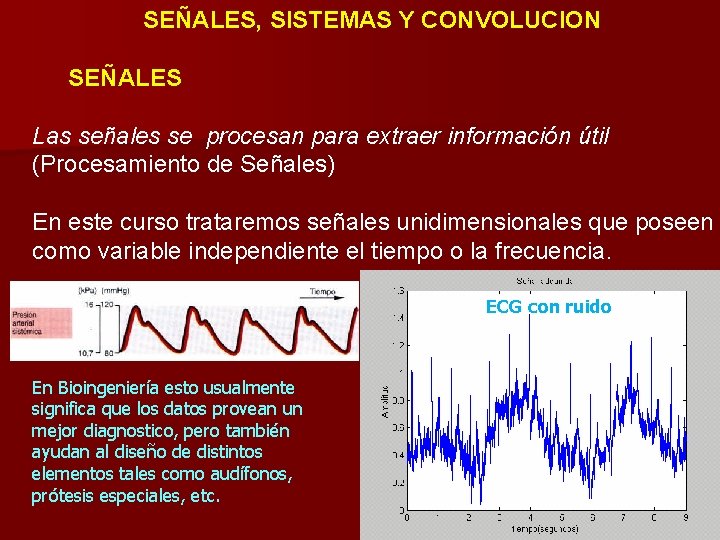 SEÑALES, SISTEMAS Y CONVOLUCION SEÑALES Las señales se procesan para extraer información útil (Procesamiento