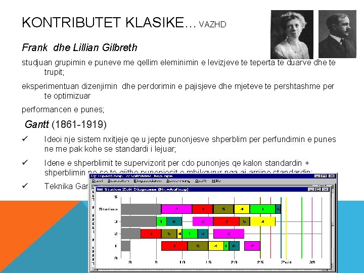 KONTRIBUTET KLASIKE…VAZHD Frank dhe Lillian Gilbreth studjuan grupimin e puneve me qellim eleminimin e