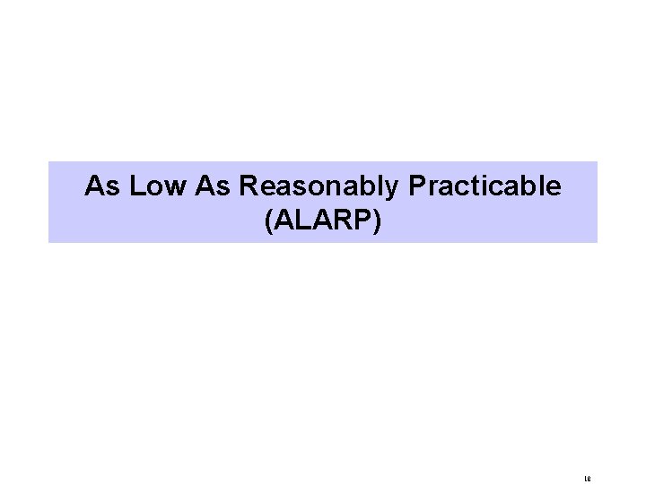 As Low As Reasonably Practicable (ALARP) 18 