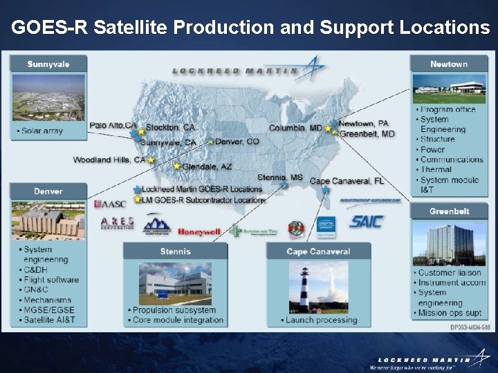 GOES-R Satellite Production and Support Locations 