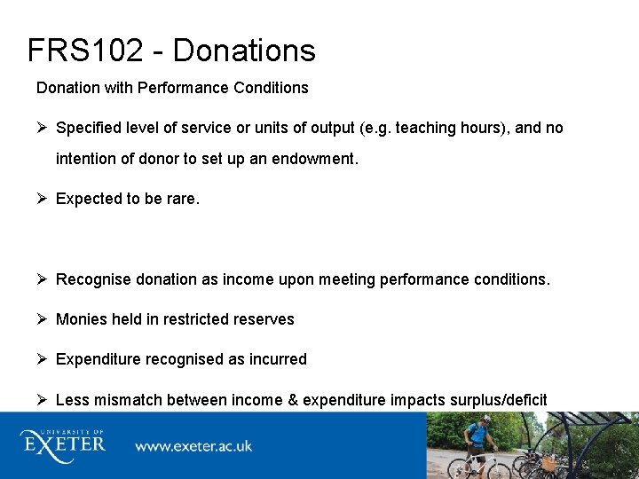 FRS 102 - Donations Donation with Performance Conditions Specified level of service or units