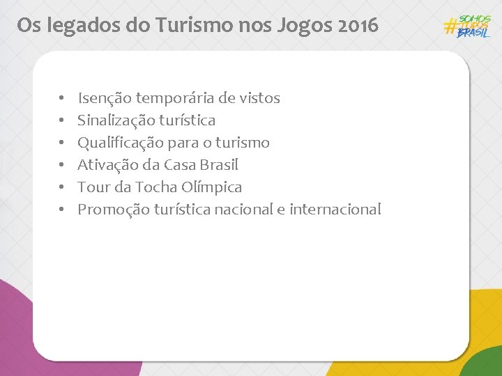 Os legados do Turismo nos Jogos 2016 • • • Isenção temporária de vistos