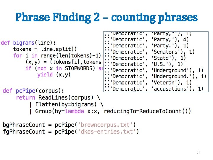 Phrase Finding 2 – counting phrases 51 