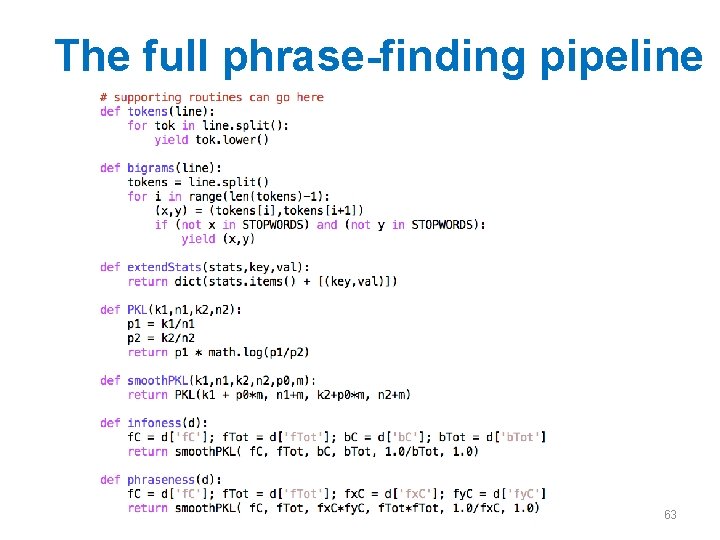 The full phrase-finding pipeline 63 