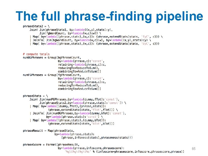 The full phrase-finding pipeline 65 