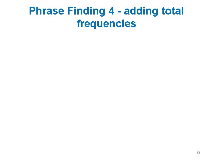 Phrase Finding 4 - adding total frequencies 82 