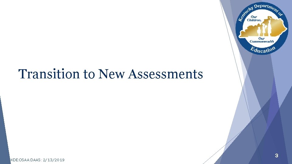 Transition to New Assessments KDE: OSAA: DAAS: 2/13/2019 3 