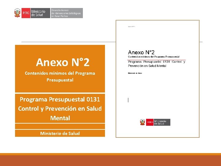 Anexo N° 2 Contenidos mínimos del Programa Presupuestal 0131 Control y Prevención en Anexo N° 2 Contenidos mínimos del Programa Presupuestal 0131 Control y Prevención en
