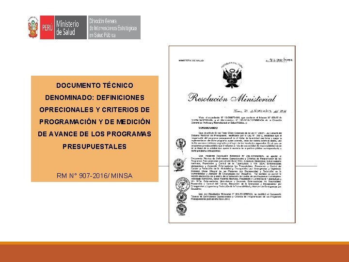 DOCUMENTO TÉCNICO DENOMINADO: DEFINICIONES OPRECIONALES Y CRITERIOS DE PROGRAMACIÓN Y DE MEDICIÓN DE AVANCE DOCUMENTO TÉCNICO DENOMINADO: DEFINICIONES OPRECIONALES Y CRITERIOS DE PROGRAMACIÓN Y DE MEDICIÓN DE AVANCE
