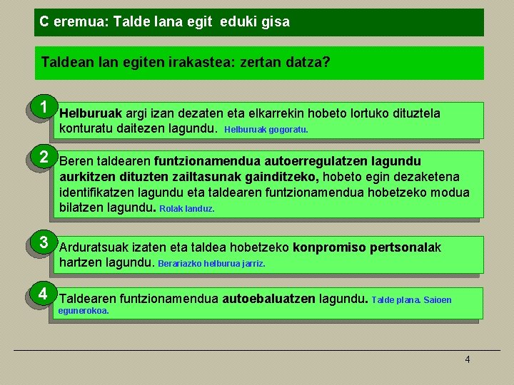 C eremua: Talde lana egit eduki gisa Taldean lan egiten irakastea: zertan datza? 1 C eremua: Talde lana egit eduki gisa Taldean lan egiten irakastea: zertan datza? 1