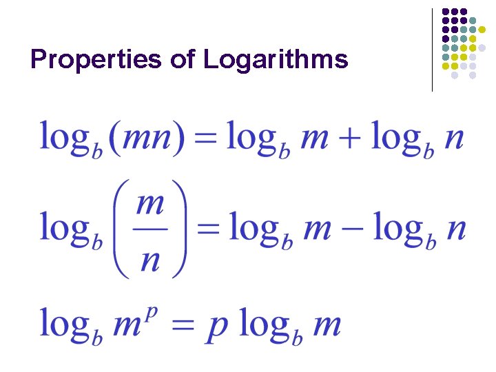 Properties of Logarithms 