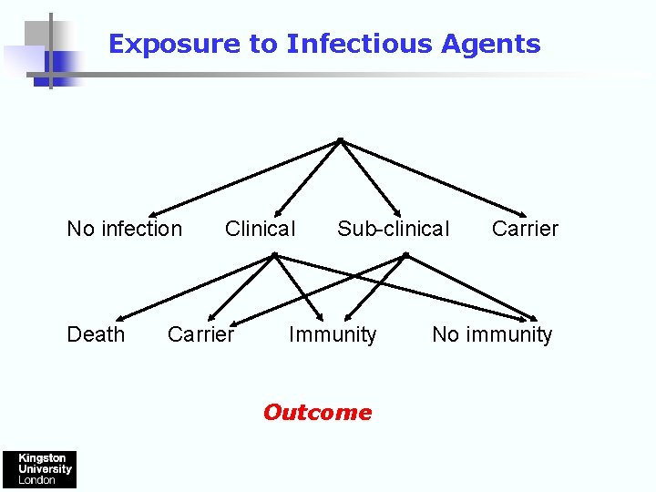 Exposure to Infectious Agents No infection Death Clinical Carrier Sub-clinical Immunity Outcome Carrier No