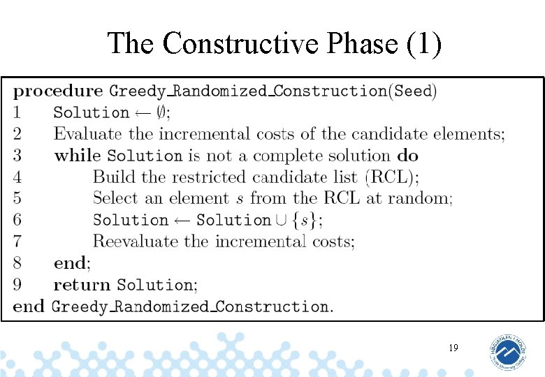 The Constructive Phase (1) 19 