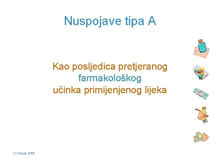 Nuspojave tipa A Kao posljedica pretjeranog farmakološkog učinka primijenjenog lijeka 21. Ožujak 2006 