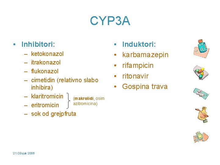 CYP 3 A • Inhibitori: – – ketokonazol itrakonazol flukonazol cimetidin (relativno slabo inhibira)