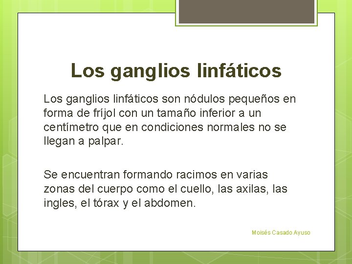 Los ganglios linfáticos son nódulos pequeños en forma de fríjol con un tamaño inferior