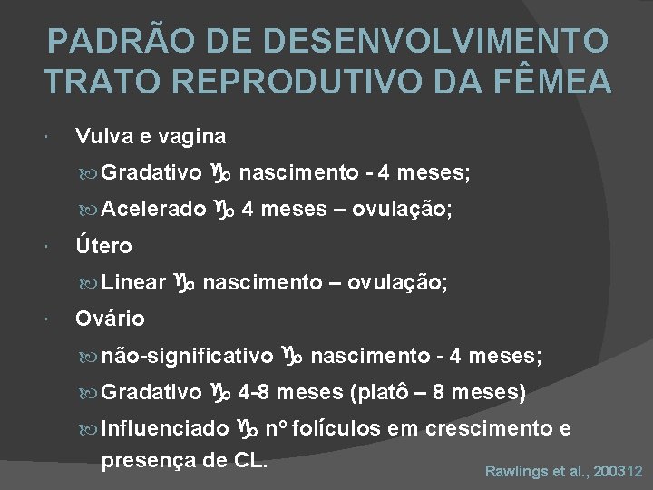 PADRÃO DE DESENVOLVIMENTO TRATO REPRODUTIVO DA FÊMEA Vulva e vagina Gradativo nascimento - 4