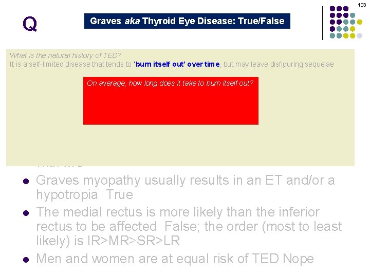 103 Q Graves aka Thyroid Eye Disease: True/False Graves orbitopathy is secondary to thyroid