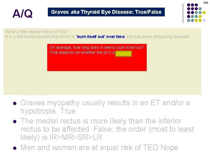 104 A/Q Graves aka Thyroid Eye Disease: True/False Graves orbitopathy is secondary to thyroid