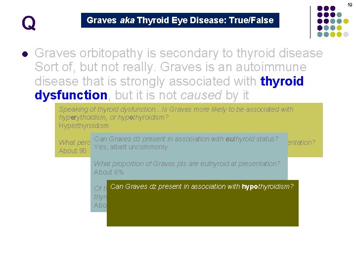 19 Q l Graves aka Thyroid Eye Disease: True/False Graves orbitopathy is secondary to