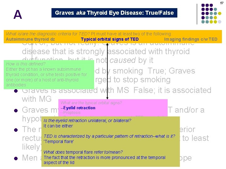 57 A Graves aka Thyroid Eye Disease: True/False Graves orbitopathy is secondary to thyroid