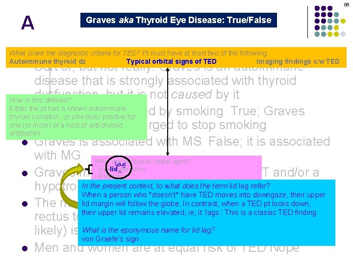 86 A Graves aka Thyroid Eye Disease: True/False Graves orbitopathy is secondary to thyroid