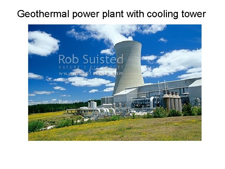 Geothermal power plant with cooling tower 