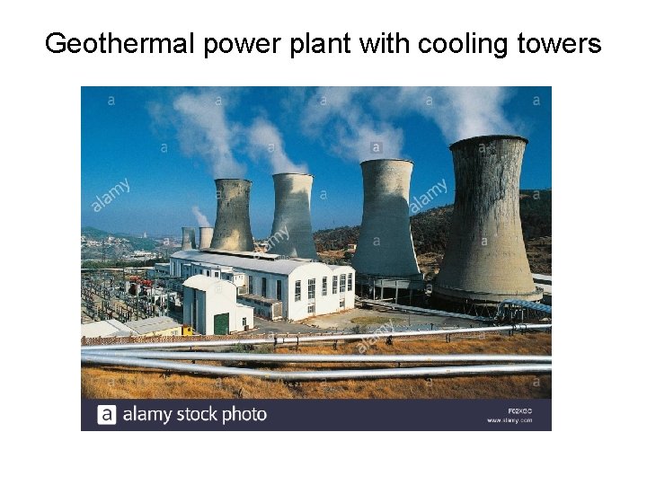 Geothermal power plant with cooling towers 