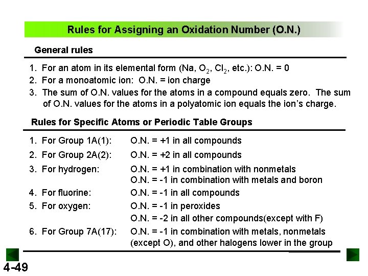 Rules for Assigning an Oxidation Number (O. N. ) General rules 1. For an