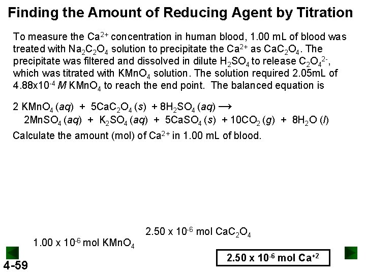 Finding the Amount of Reducing Agent by Titration To measure the Ca 2+ concentration Finding the Amount of Reducing Agent by Titration To measure the Ca 2+ concentration
