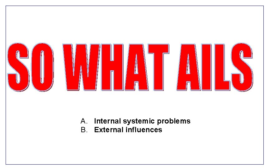 A. Internal systemic problems B. External influences 