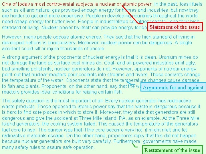 One of today’s most controversial subjects is nuclear or atomic power. In the past, One of today’s most controversial subjects is nuclear or atomic power. In the past,