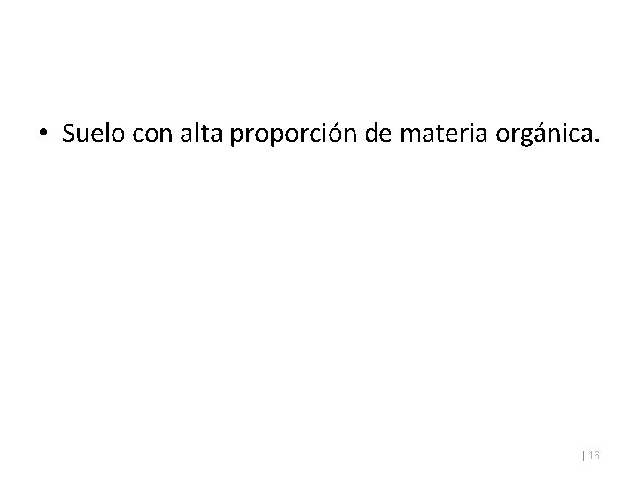  • Suelo con alta proporción de materia orgánica. | 16 