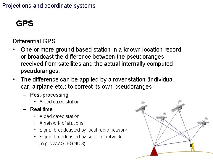 Projections and coordinate systems GPS Differential GPS • One or more ground based station Projections and coordinate systems GPS Differential GPS • One or more ground based station
