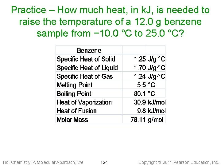 Practice – How much heat, in k. J, is needed to raise the temperature