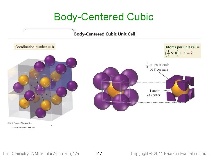 Body-Centered Cubic Tro: Chemistry: A Molecular Approach, 2/e 147 Copyright 2011 Pearson Education, Inc.